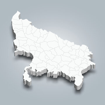 Uttar Pradesh 3d district map is a state of India