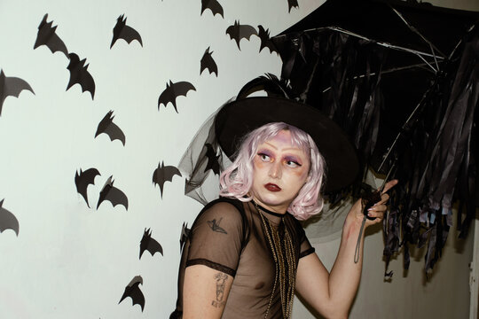 Man dressed as a witch