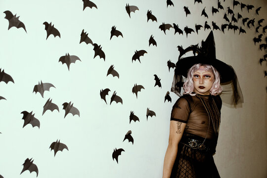 Man dressed as a witch