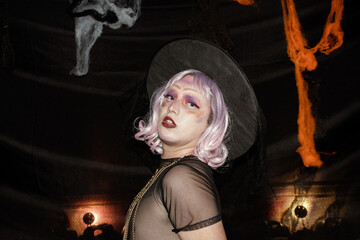 Man dressed as a witch