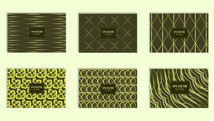 Set of yellowbright patterns. Vector illustration bright design. Abstract  geometric pattern on vibrant background.