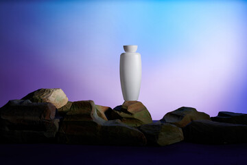 Mock up packaging of hyaluronic acid transparent jar stands