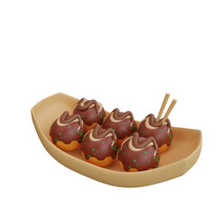 3d illustration of asian food takoyaki, japanese food