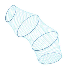 Fishing net with circle sections in side view isolated illustration, fishing keep net for carp fishing