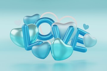 Love balloon text with heart shape 