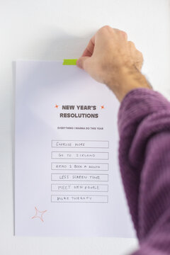 Hanging the new year's resolutions list