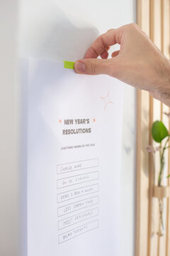 Hanging the new year's resolutions list