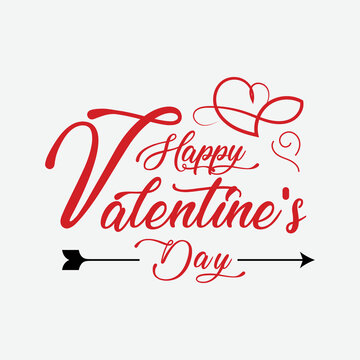 Happy Valentine's Day Typography 2023 With Calligraphic Text And Hand Drawing Heart Shape, Use For T-Shirt, Greeting cards, Banner And Poster.