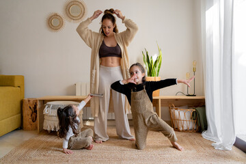 woman enjoying with her daughters 