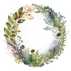 Frame with herbs and plants created with AI