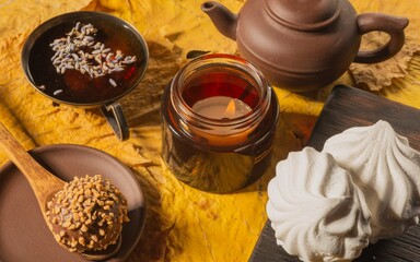 Tea time is a healthy drink. Still life- cup and sweets for food