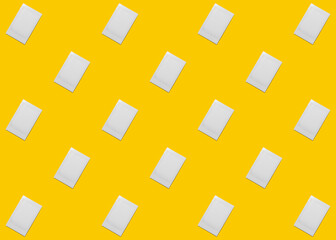 White instant photos on yellow background