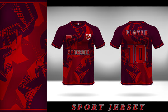 Maroon jersey template design for sports uniforms