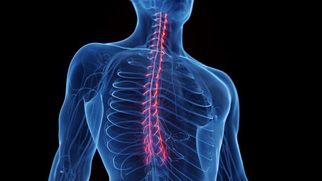 3D rendered medical animation of a man's sympathetic nerves