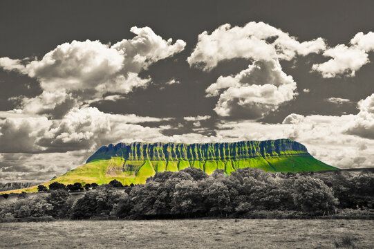 Typical Irish landscape with the Ben Bulben mountain called "tab