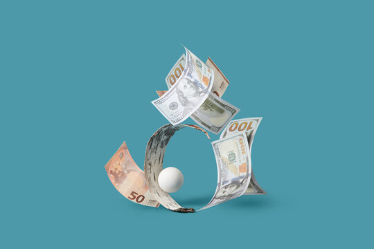 Circle dollar and euro design with tree bark.
