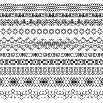 Vector set of elegant seamless brushes with oriental ornaments