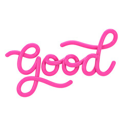 Good letter in 3D styled hand lettering with transparent background