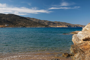 The amazing sandy and turquoise beach of Kalamos in Ios Cyclades Greece