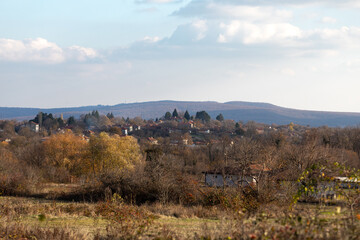 Fototapeta na wymiar Landscape with the village.