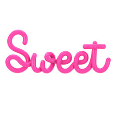 Sweet letter in 3D styled hand lettering with transparent background