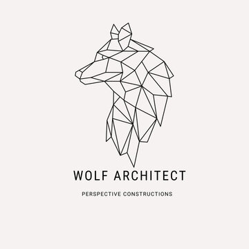 Logo Wolf architect illustrator vecktor templet 