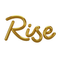 Rise letter in 3D styled hand lettering with transparent background