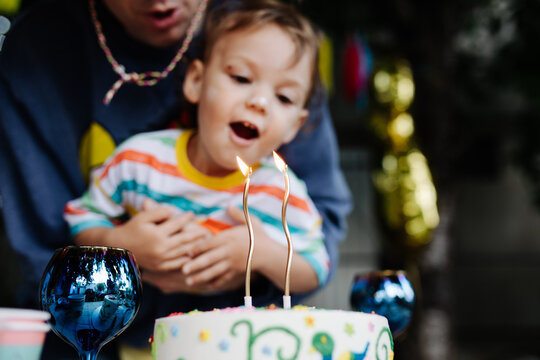 Two candles on birthday cake
