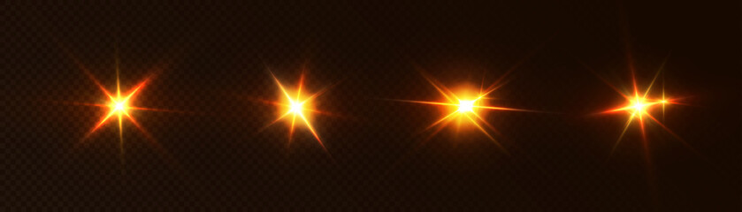 Set of stars light effects for web design and illustrations golden glowing light png vector.