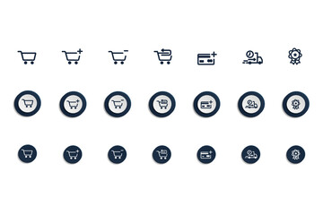 Simple set of e-commerce related vector line icons. Contains such Icons as Store, Mobile Store, Shopping and more. Editable stroke. Vector illustration.