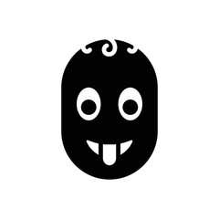 Fototapeta premium Black solid icon for silly stupid