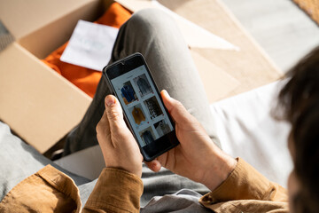 Man shopping online on phone app