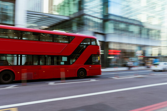 Red bus on the streets in London