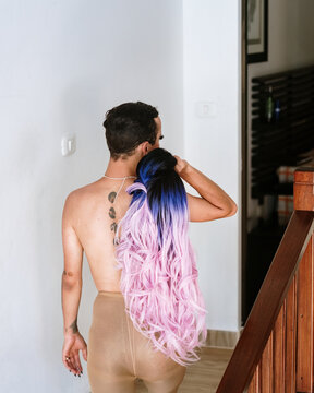 Drag queen wearing a wig