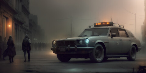 car in fog