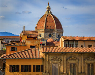Fototapeta premium Red tiled Brunelleschi dome of Duomo Cathedral, Florence, Italy