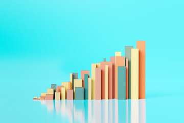 3D financial performance bar chart results 