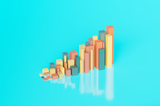 3D financial performance bar chart results 