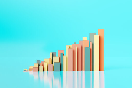 3D financial performance bar chart results 