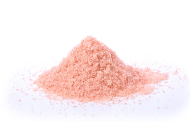 Fine pink Himalayan salt isolated on white background