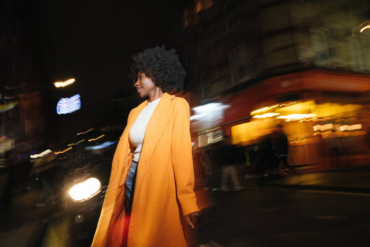 Nightlife Concept. Woman On The Street.