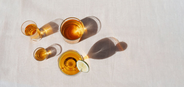 Cocktails for christmas or new year`s eve in glass - Powered by Adobe