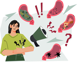 Causes and causes of abdominal pain and acute stomach pain. Painful signs of digestive diseases, unhealthy eating or menses.