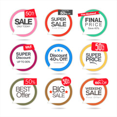 Modern sale sticker and tag colorful vector collection 