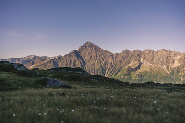 Soothing morning scene in the alps.