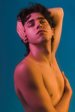 Non-binary shirtless portrait