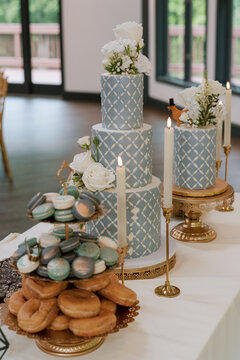 tabletop with cake and desserts