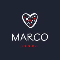 Creative (Marco) name, Vector illustration.