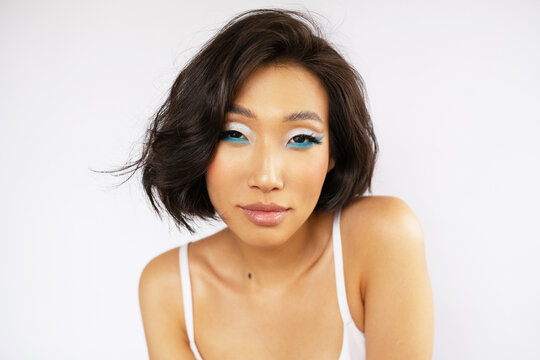 Female model with creative colorful makeup