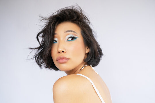 Female model with creative colorful makeup